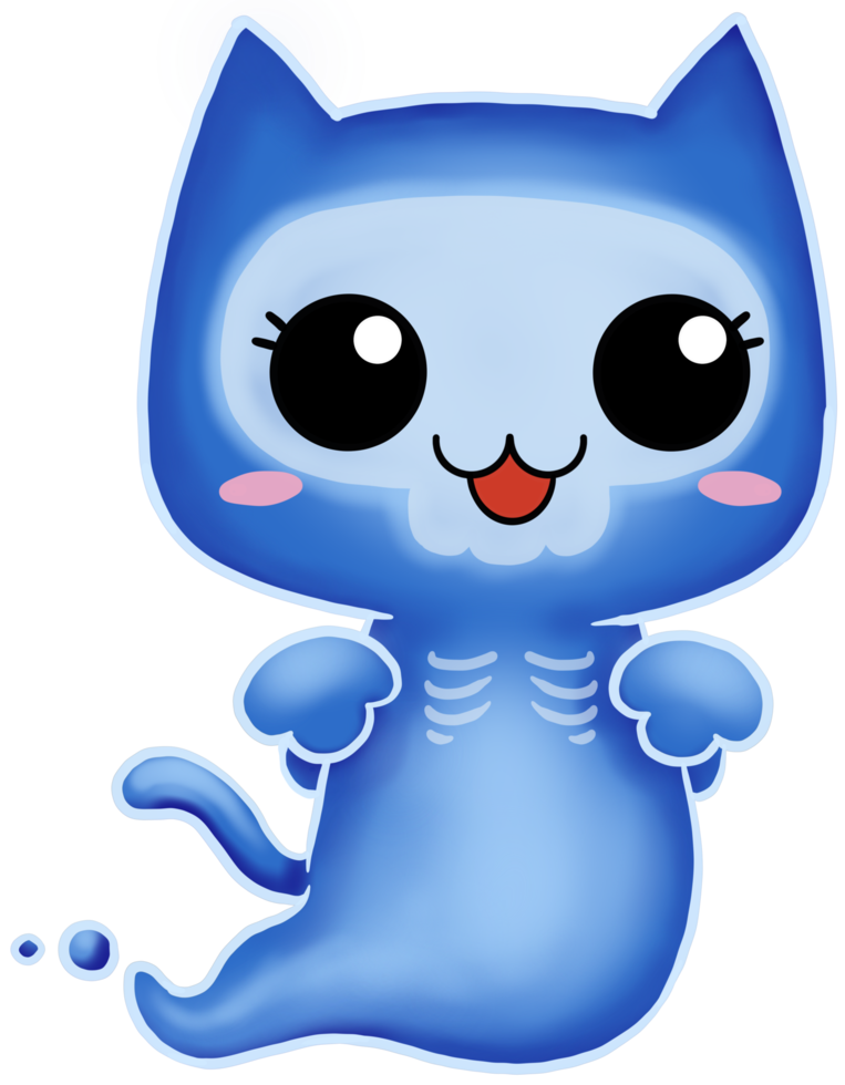 simpatico cartone animato gatto halloween personaggio fantasma png