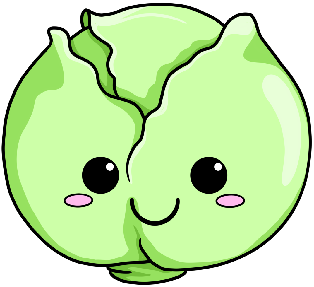 cavolo vegetale colorato simpatico cartone animato png