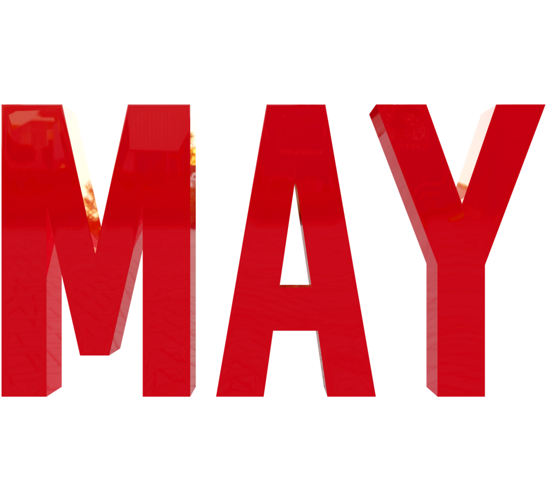 mes de mayo 3d render texto rojo png