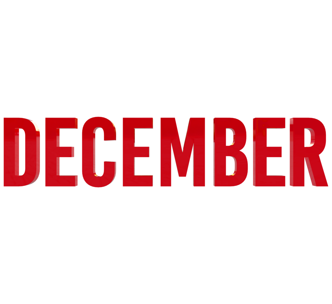 maand december 3d render rode tekst png