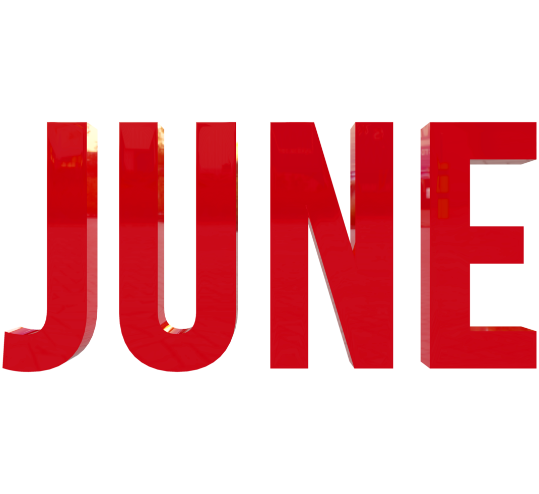 Month of June 3D Render Red Text png