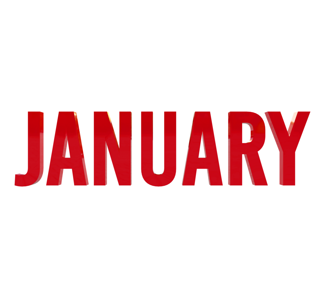 Month of January 3D Render Red Text png