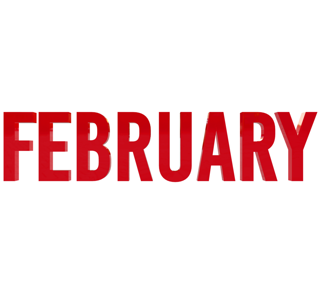 Month of February 3D Render Red Text png