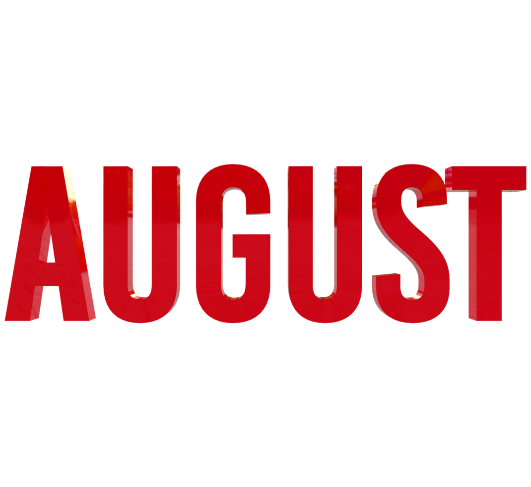 Month of August 3D Render Red Text png