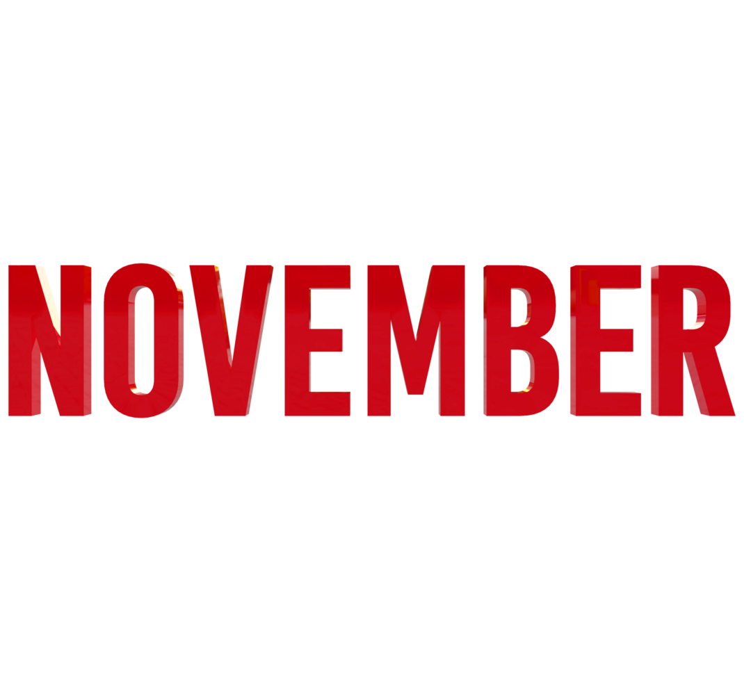 mes de noviembre 3d render texto rojo png