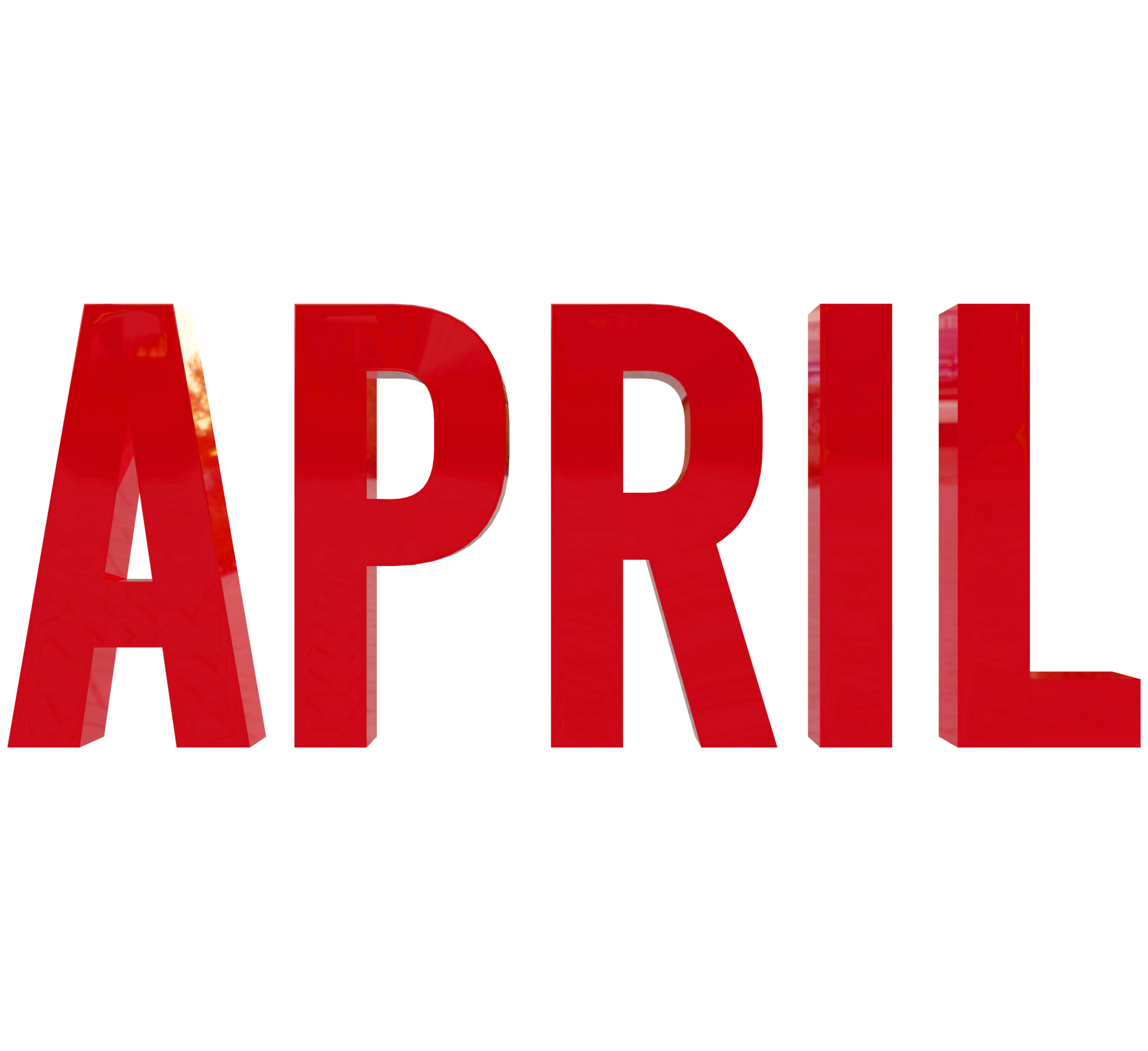 Month of april 3d render red text 9665873 png
