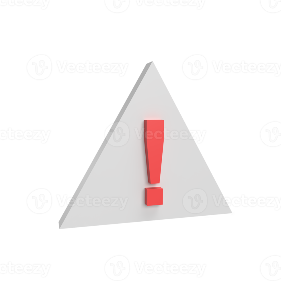 Warning 3d icon model cartoon style concept. render illustration png