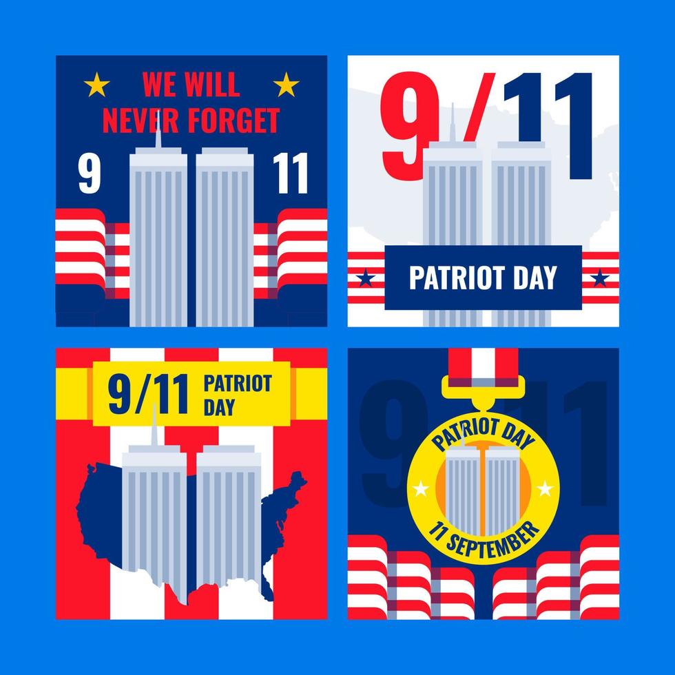 911 publicaciones en redes sociales del día del patriota vector