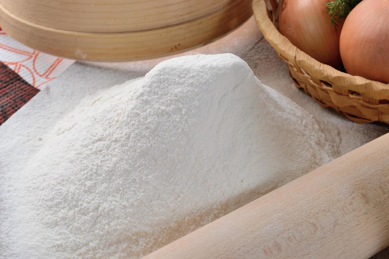 Cooked meal for baking and other ingredients on the table photo