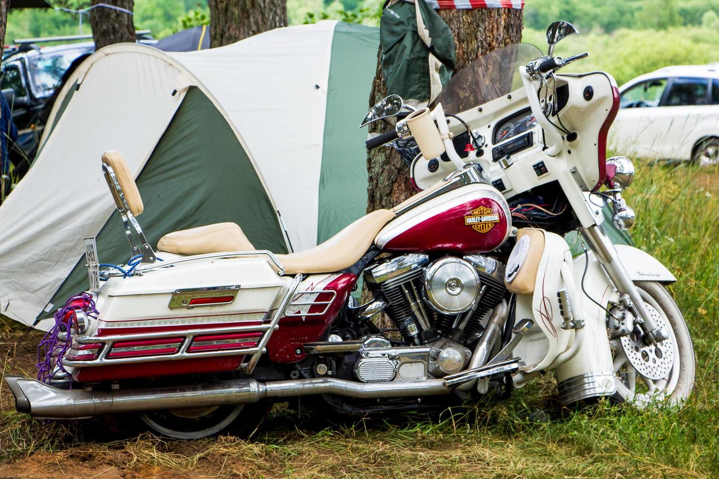 Summer open-air motorcycle festival, motorcycles on nature background, moto camping - July 8, 2015, Russia, Tver. photo