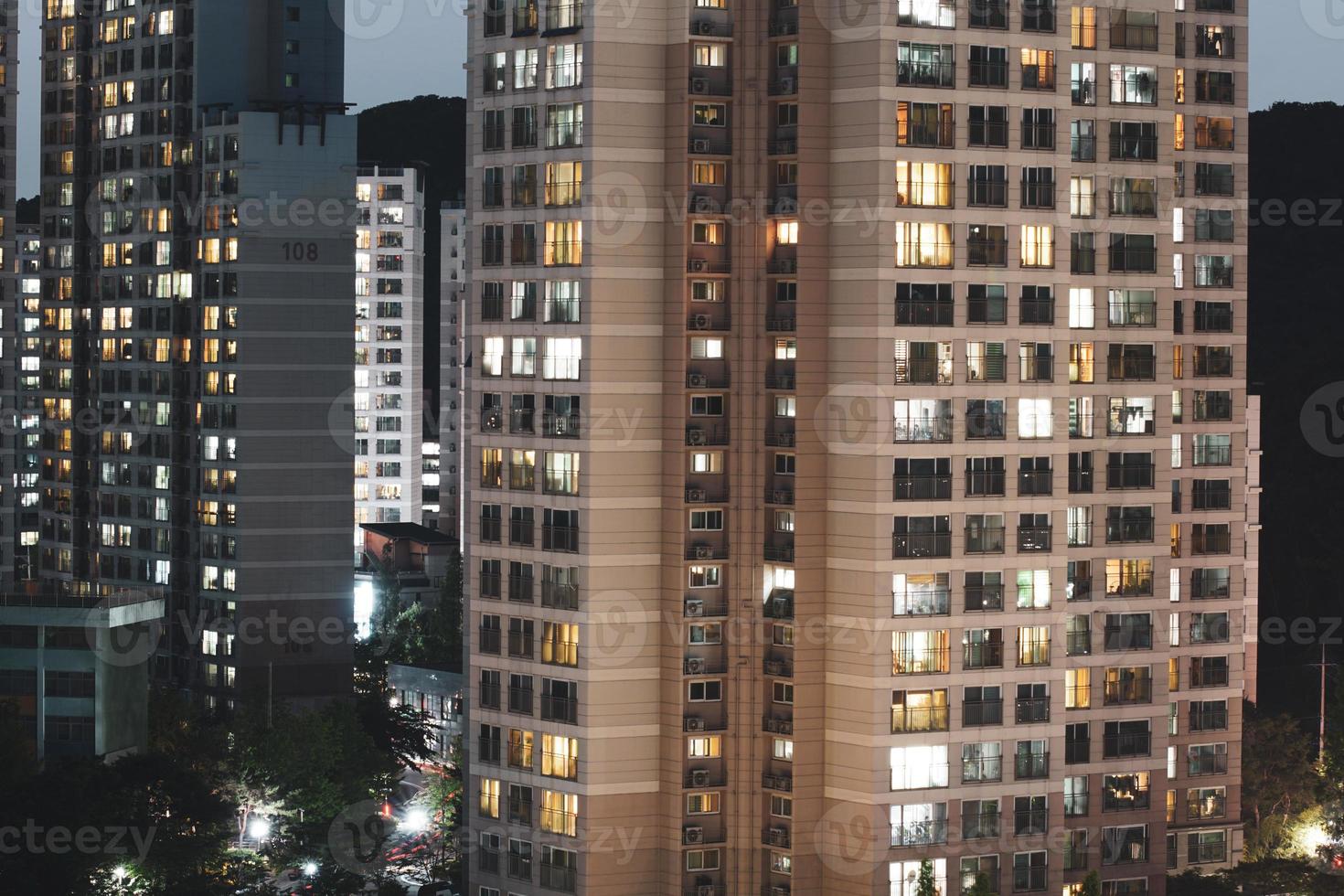 Night view of apartment in Anyang, Gyeonggi-do, Korea photo