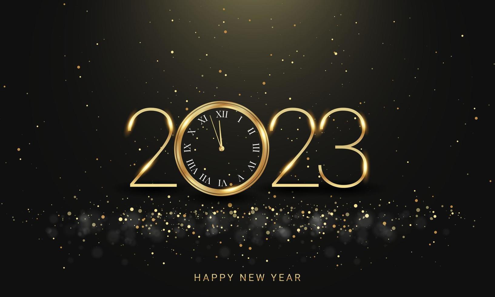 Diseño de fondo de cuenta regresiva de reloj de feliz año nuevo 2023. vector