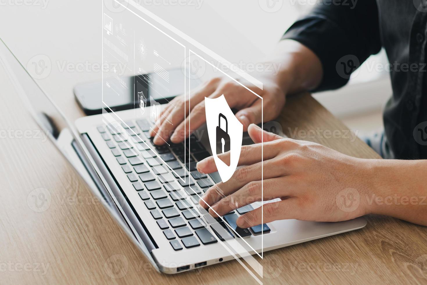 Concept of cyber security, information security and encryption, secure access to user's personal information, secure Internet access, cybersecurity. photo