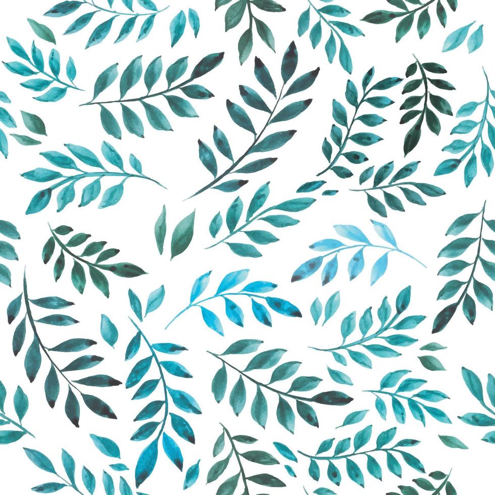 stock illustration. seamless pattern. leaves isolated on a white background. watercolor drawing by hands color classic blue. Ornament, background for wallpaper, wrappers, textile, ceramic design. vector