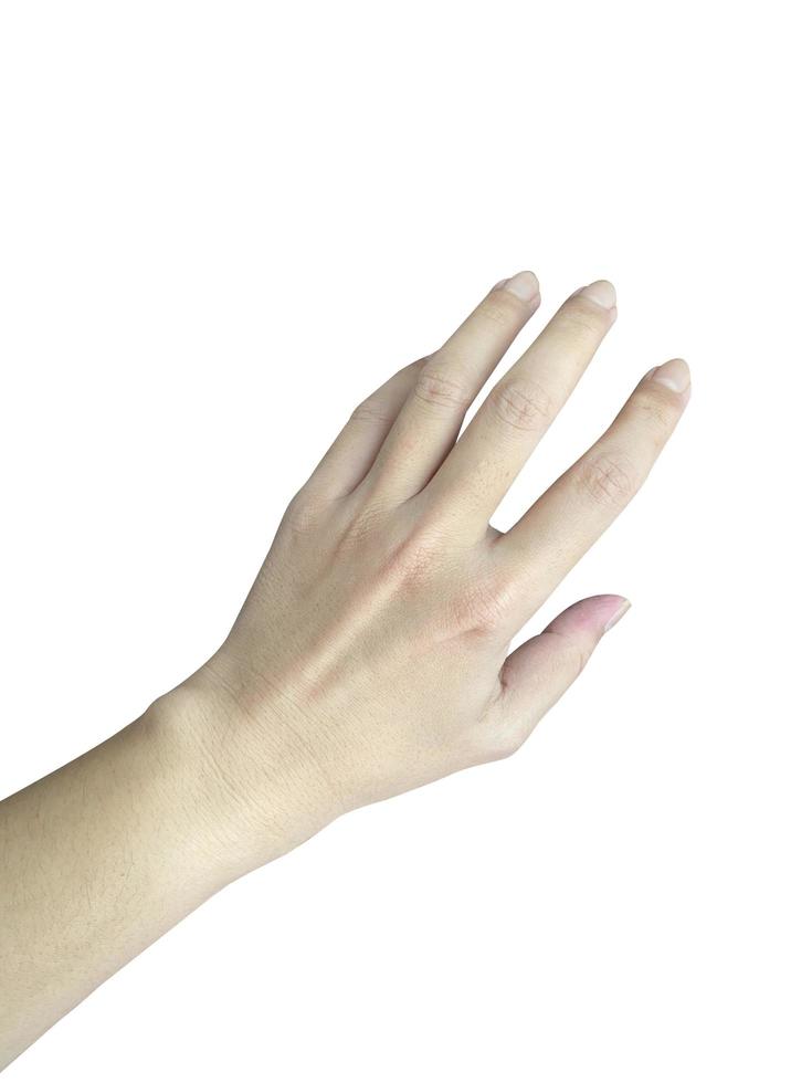 Close up open hand from the top isolated on white photo