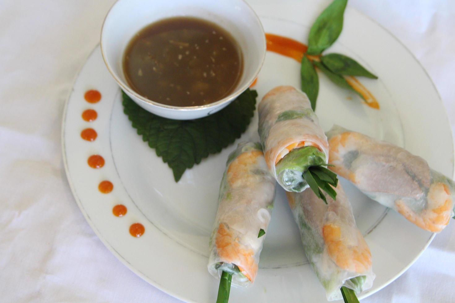 Pork rice paper rolls photo