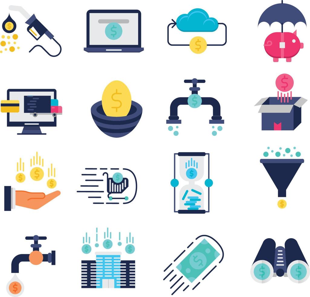 Set of Vector Icons Related to Money flow.