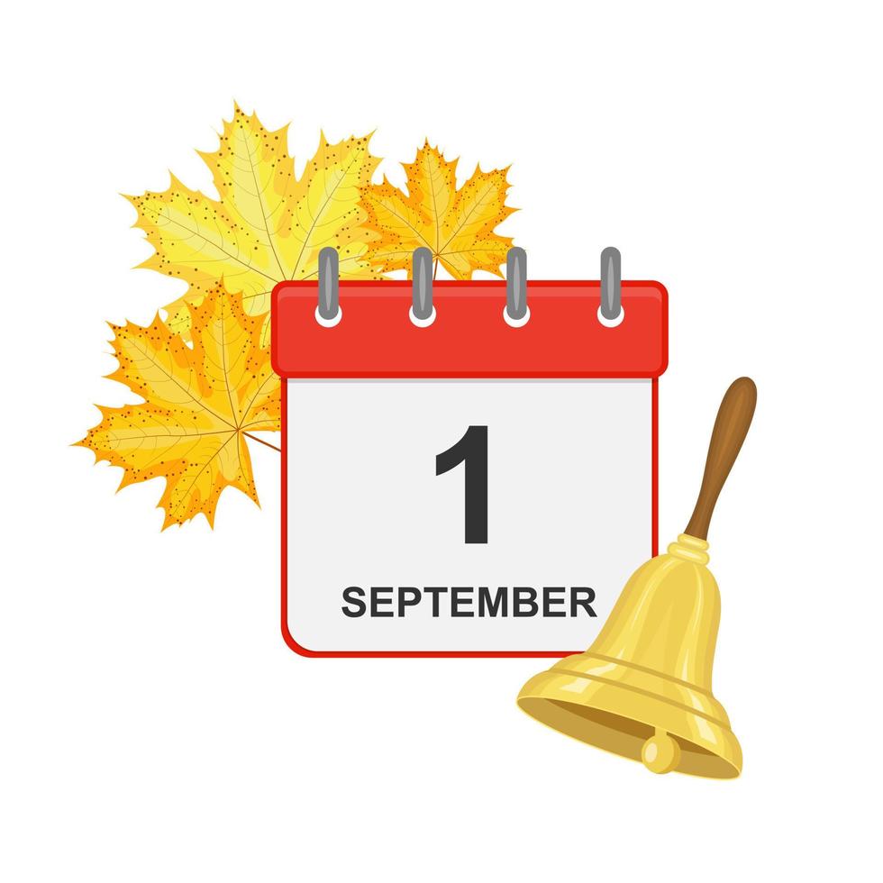 Back to school illustration. The beginning of the school year. September 1 is the date on the calendar. vector