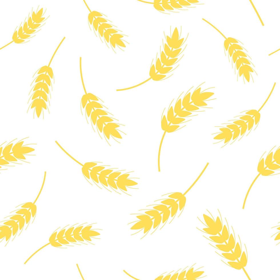 Yellow wheat spikelets seamless pattern vector