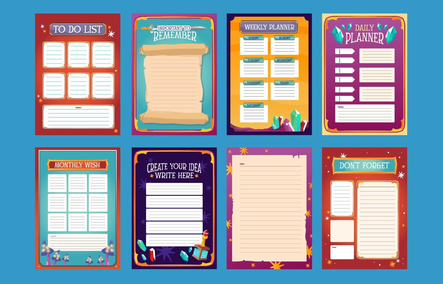 Fantasy Themed Journal Template vector