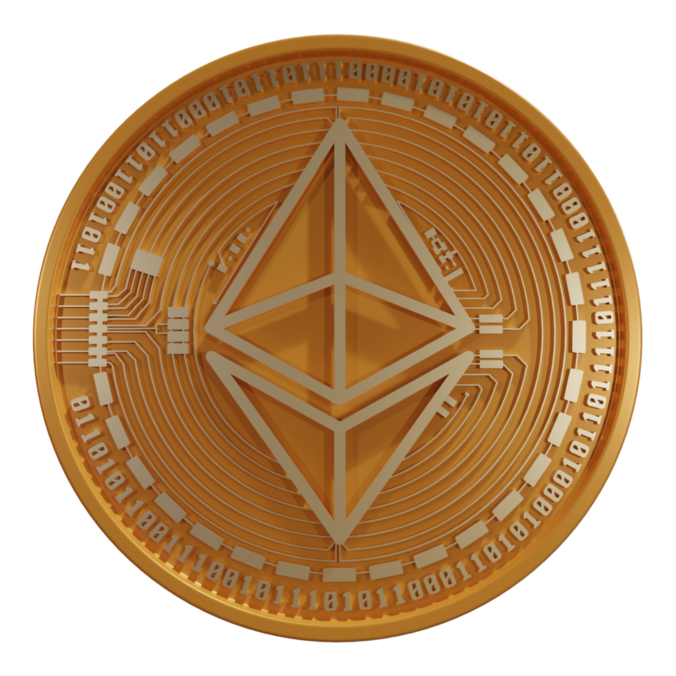 ethereum criptovaluta 3d rendering png