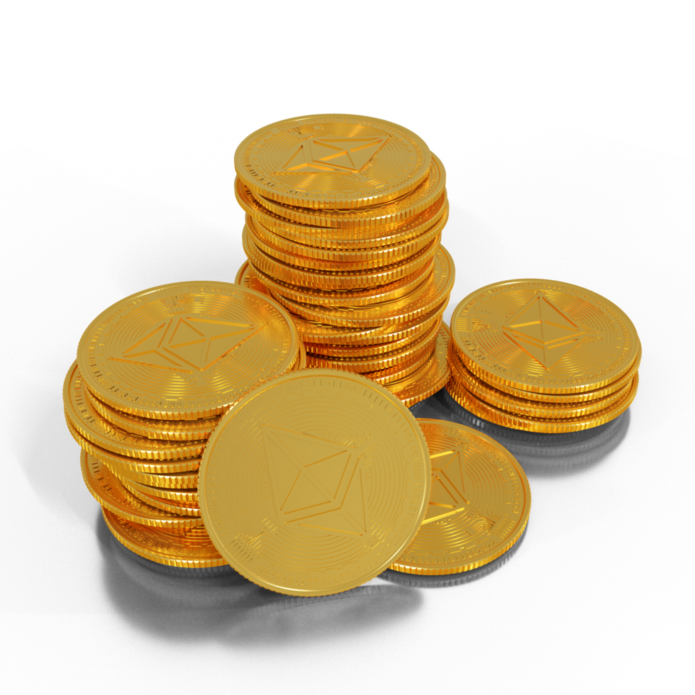 render 3d de moneda criptográfica ethereum png