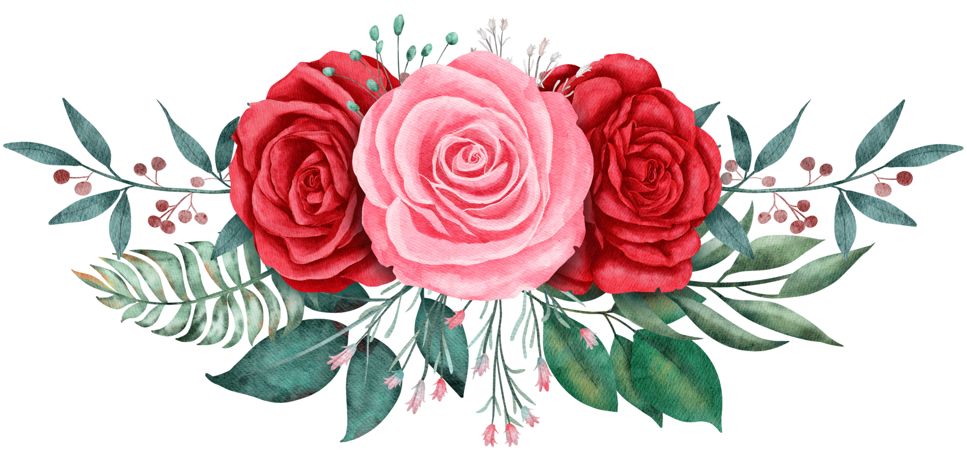 Rose flower bouquet watercolor for valentine 9667954 PNG