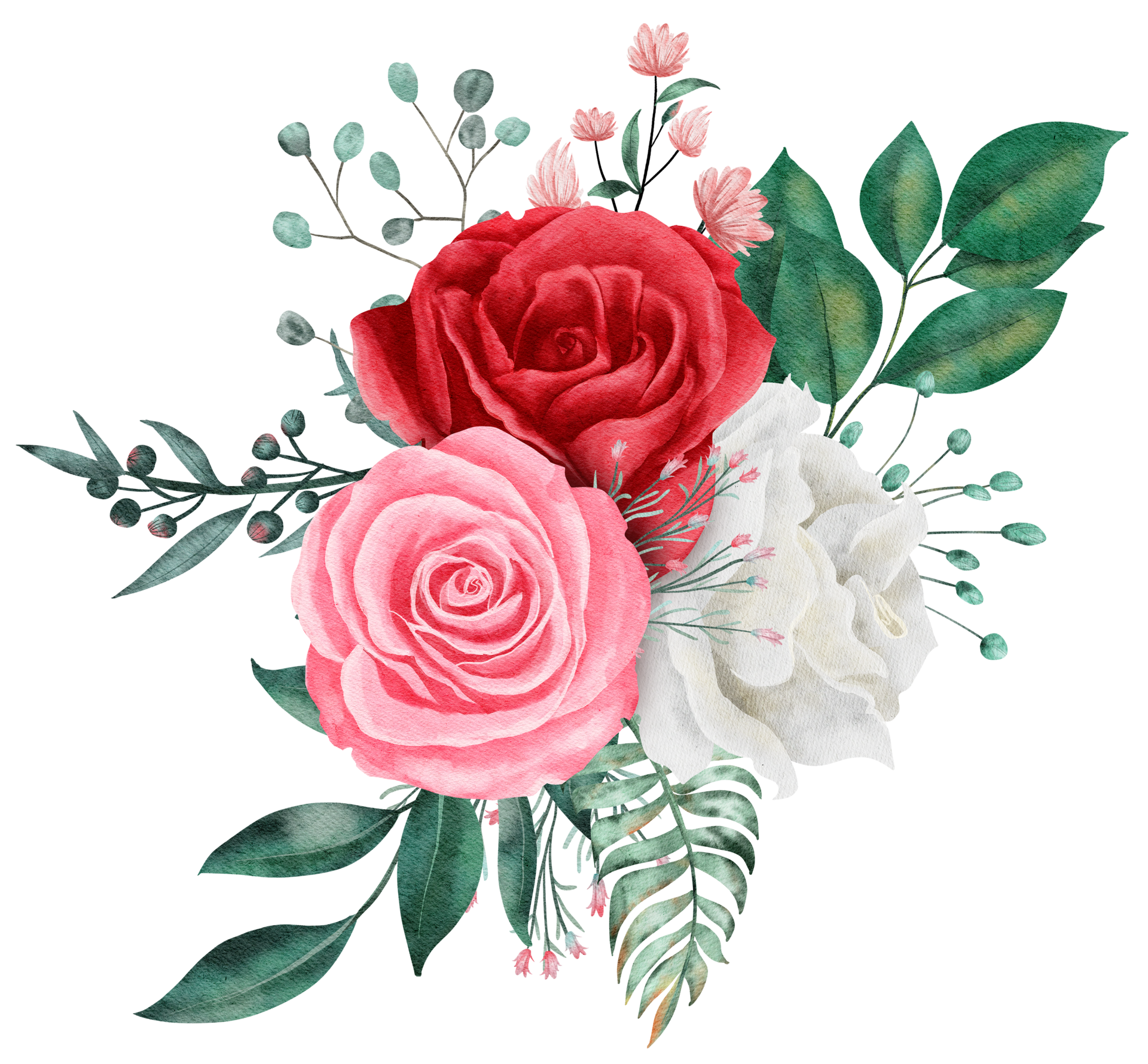 Free aquarela de buquê de flores rosas para dia dos namorados 9667955 PNG  with Transparent Background