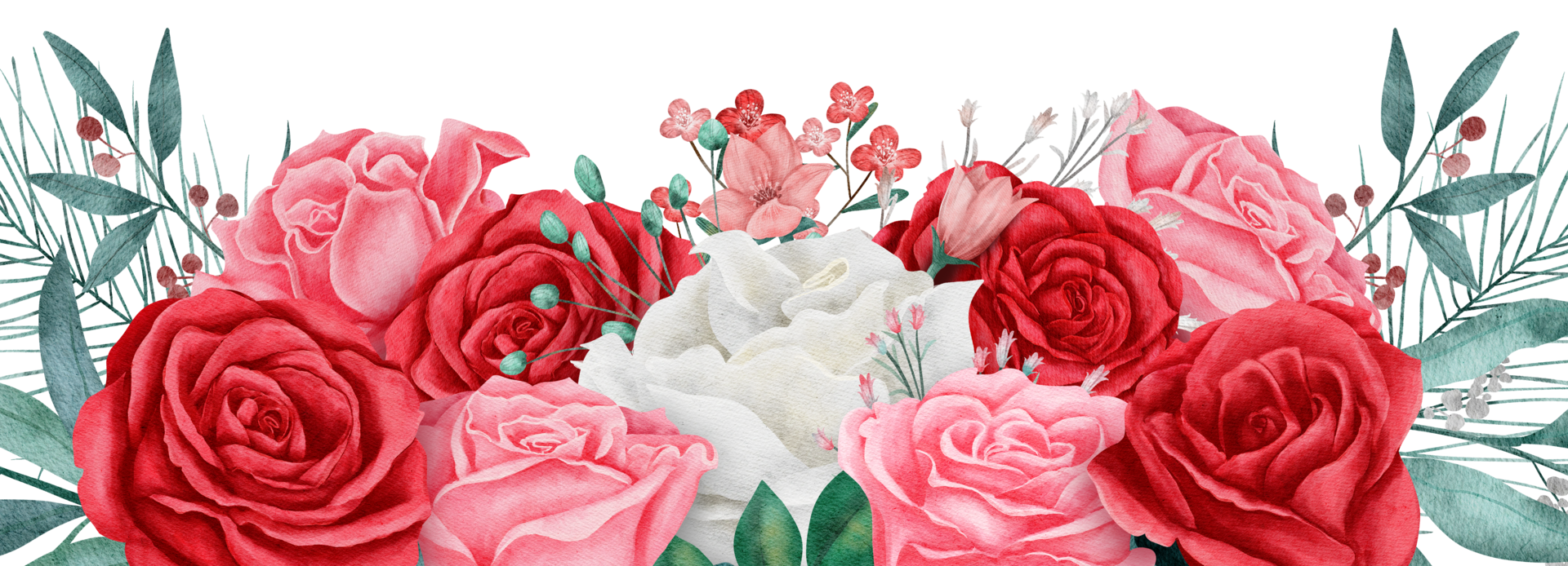 Rose flower bouquet watercolor for valentine png