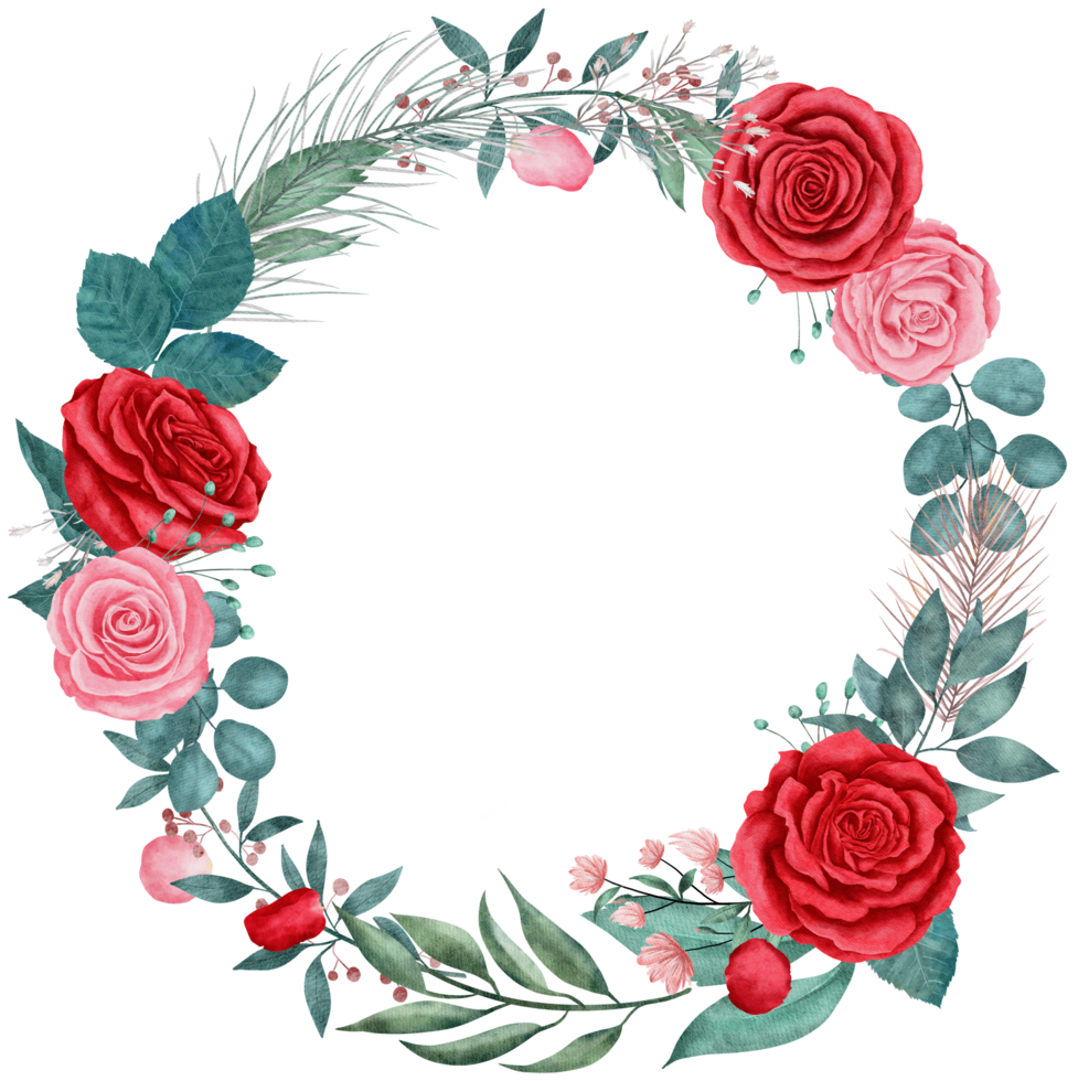 Rose flower wreath watercolor for valentine png