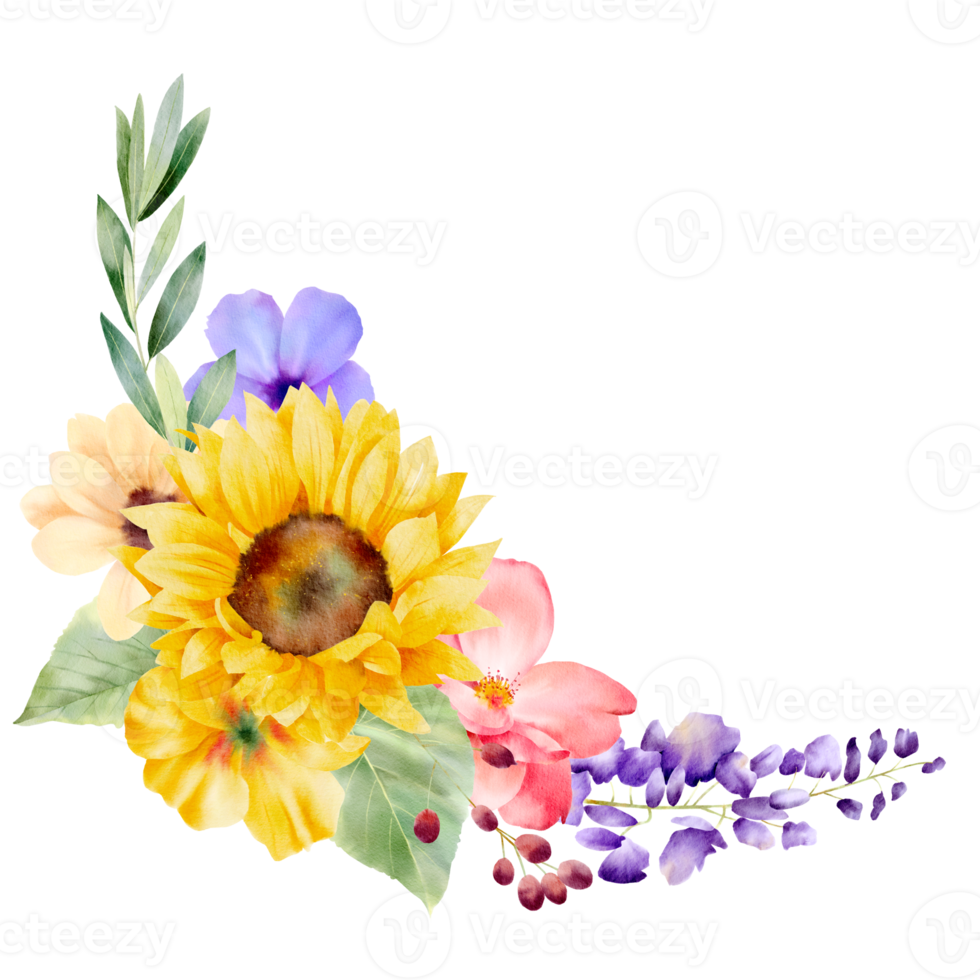 watercolor sunflower bouquet png