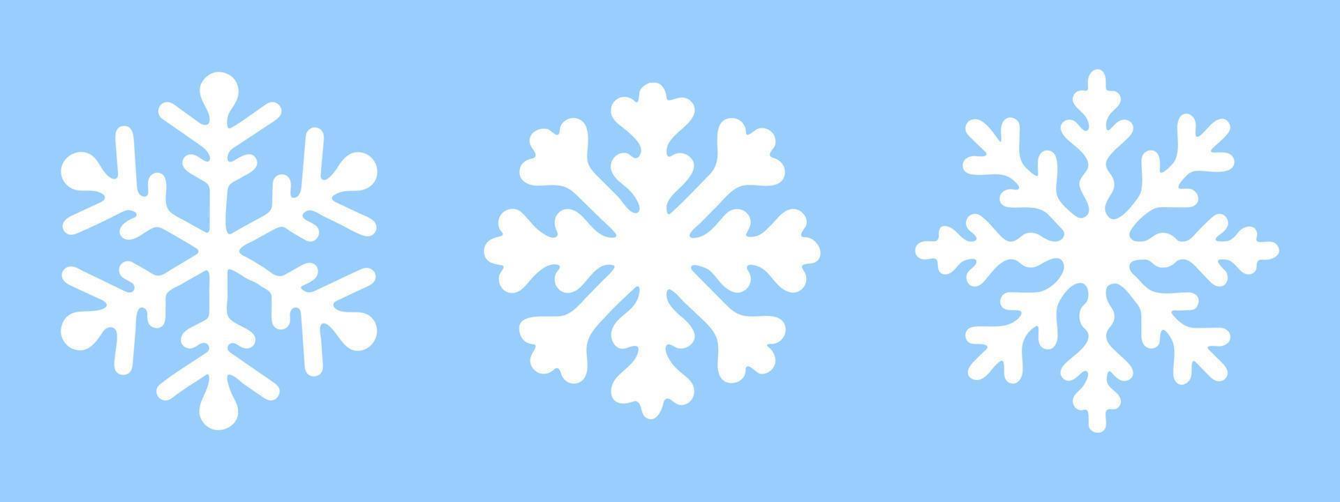 copos de nieve blancos sobre un fondo azul. elementos aislados en un estilo plano. conjunto elegante para su diseño de año nuevo o navidad. ilustración vectorial vector