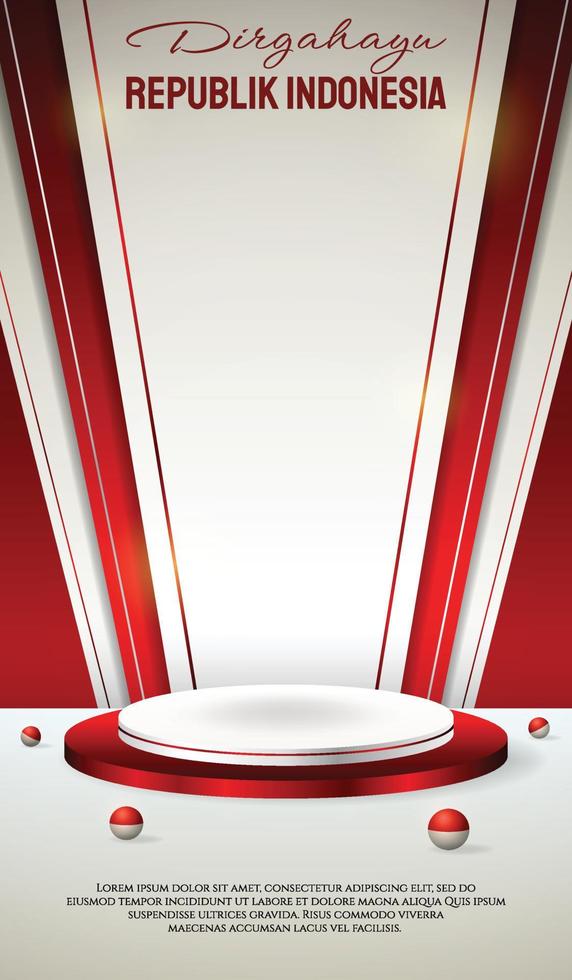 Podium display 3d red and white for Indonesia independence day 17th August vector