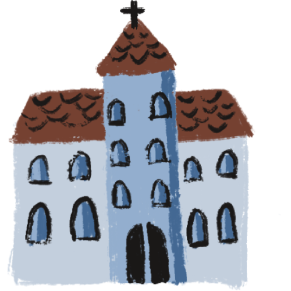 maison d'église peinte à l'aquarelle. png