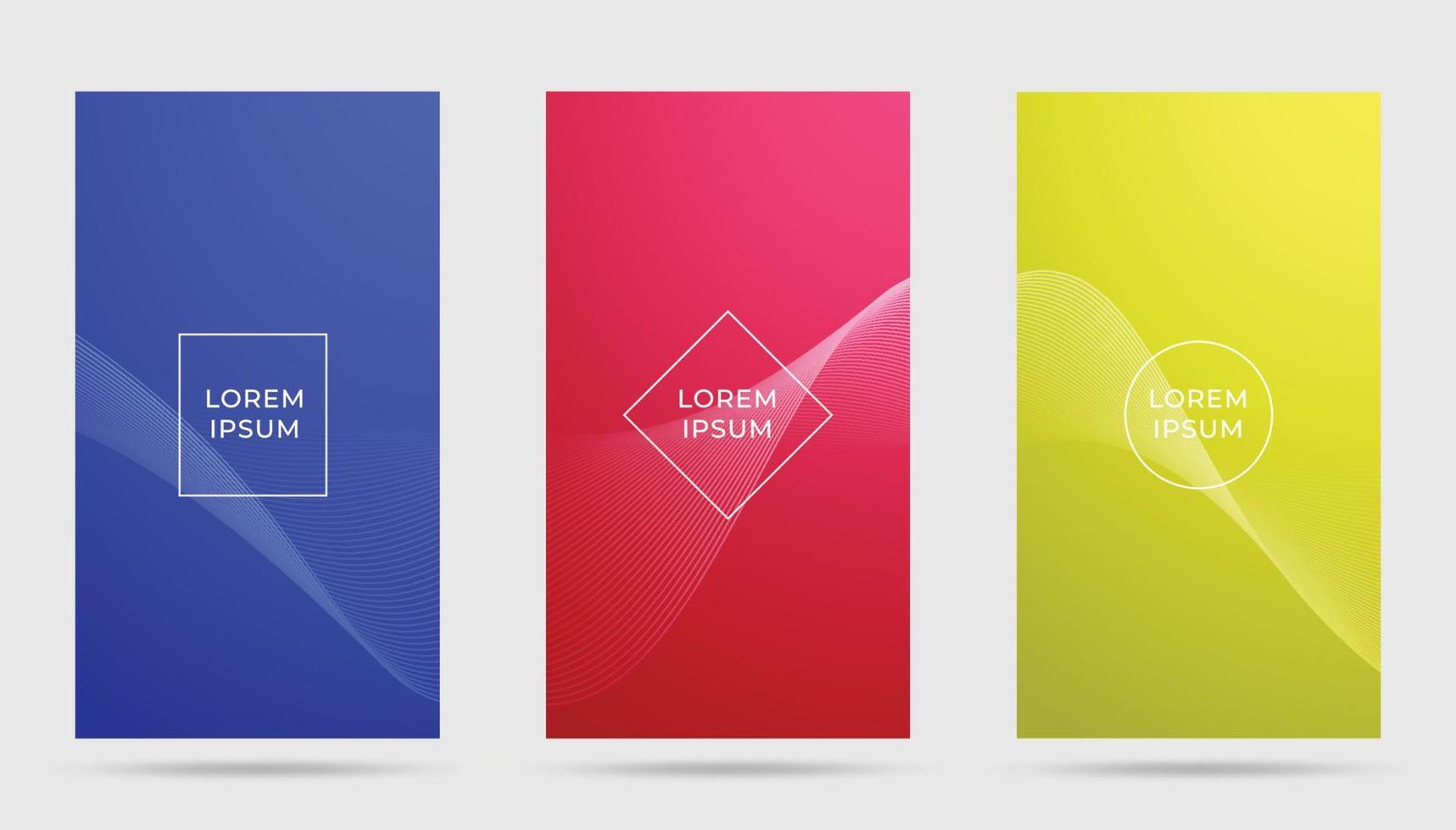 Set of minimal colorful covers design. Cool halftone gradients. Future geometrical template. Vector illustration