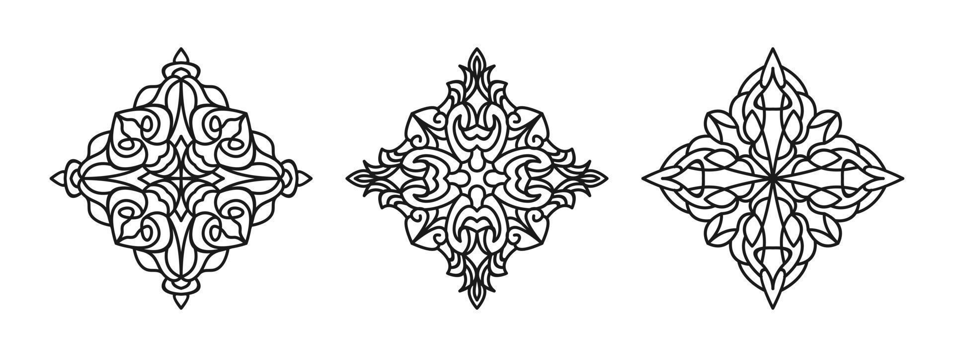 mandala line ethnic gold background vector