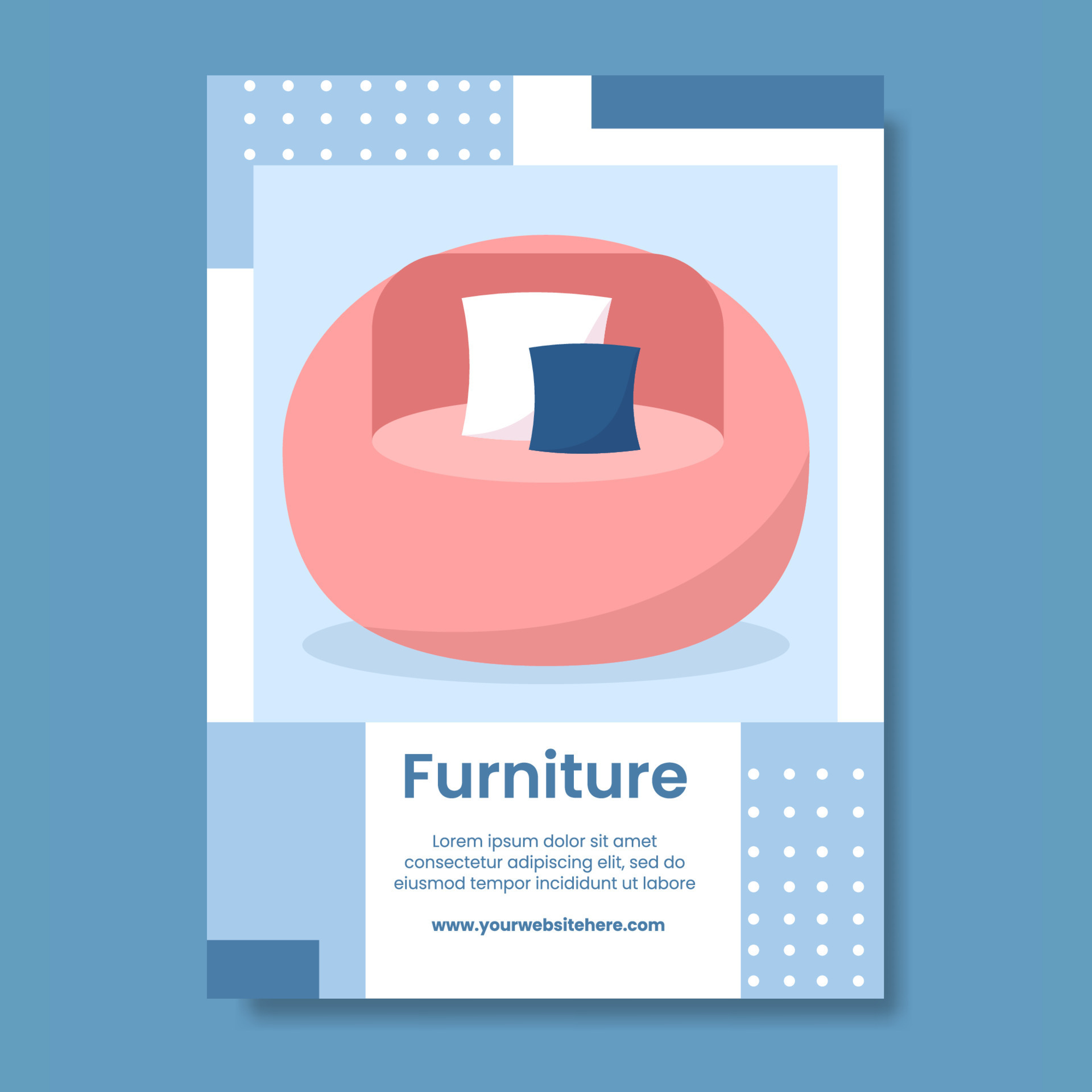 Home Furniture Poster Template Flat Cartoon Background Vector Illustration 9668320 Vector Art at