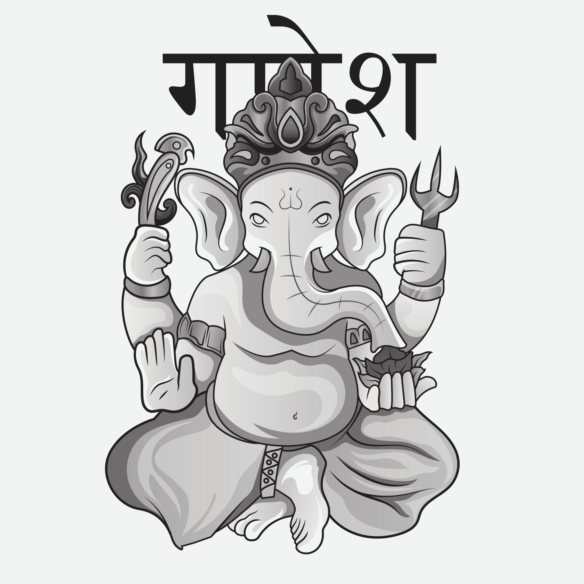indian Ganesh Puja linear style icon black and white. Hand Drawn Sketch  Vector illustration. 9668327 Vector Art at Vecteezy