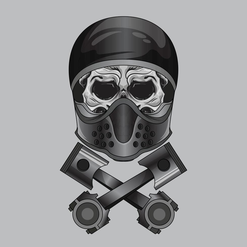 Tattoos design Black and white illustration viking warrior skull with Perfect for T-Shirt Design, Sticker, Poster, Merchandise and E-sport logo vector