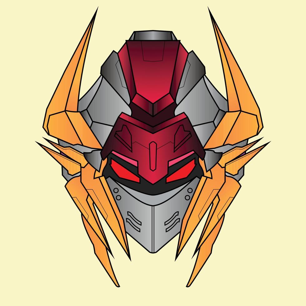 futuristic Head mecha Robot warrior for T-Shirt Design, Sticker, Poster, Merchandise and E-sport logo vector