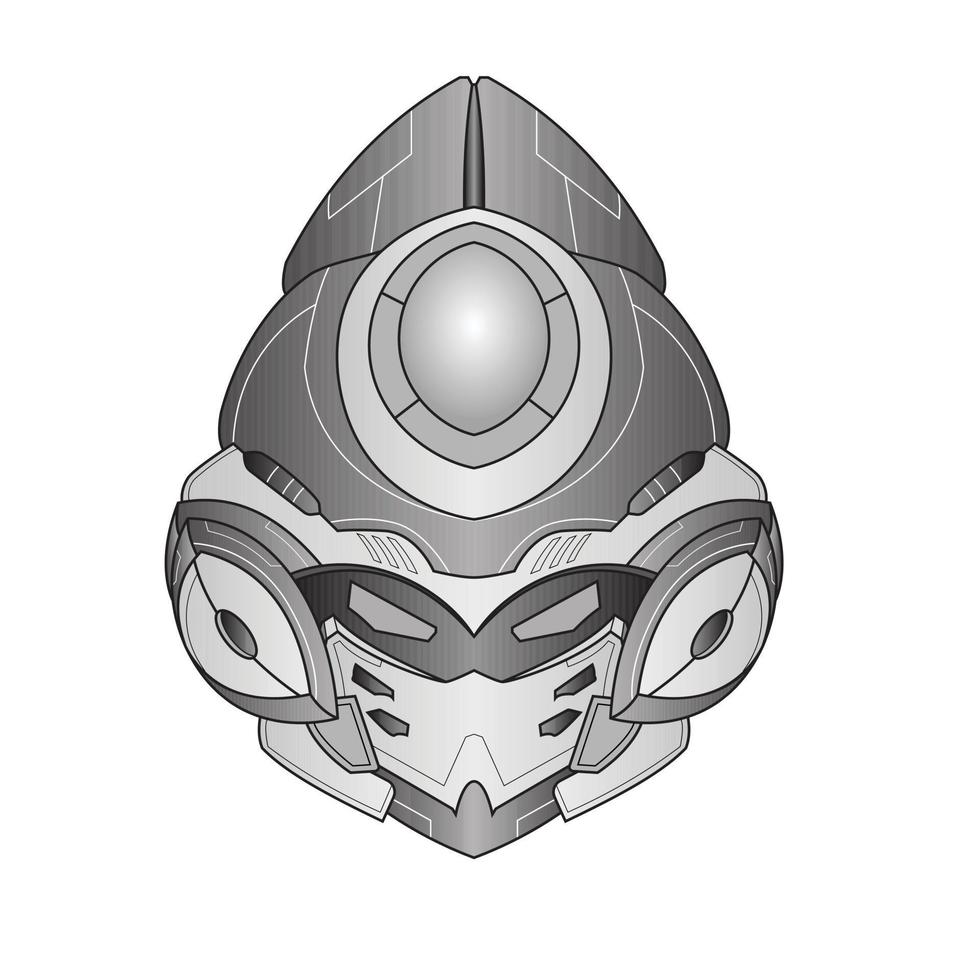 futuristic Black and white Head mecha Robot warrior for T-Shirt Design, Sticker, Poster, Tattoo vector