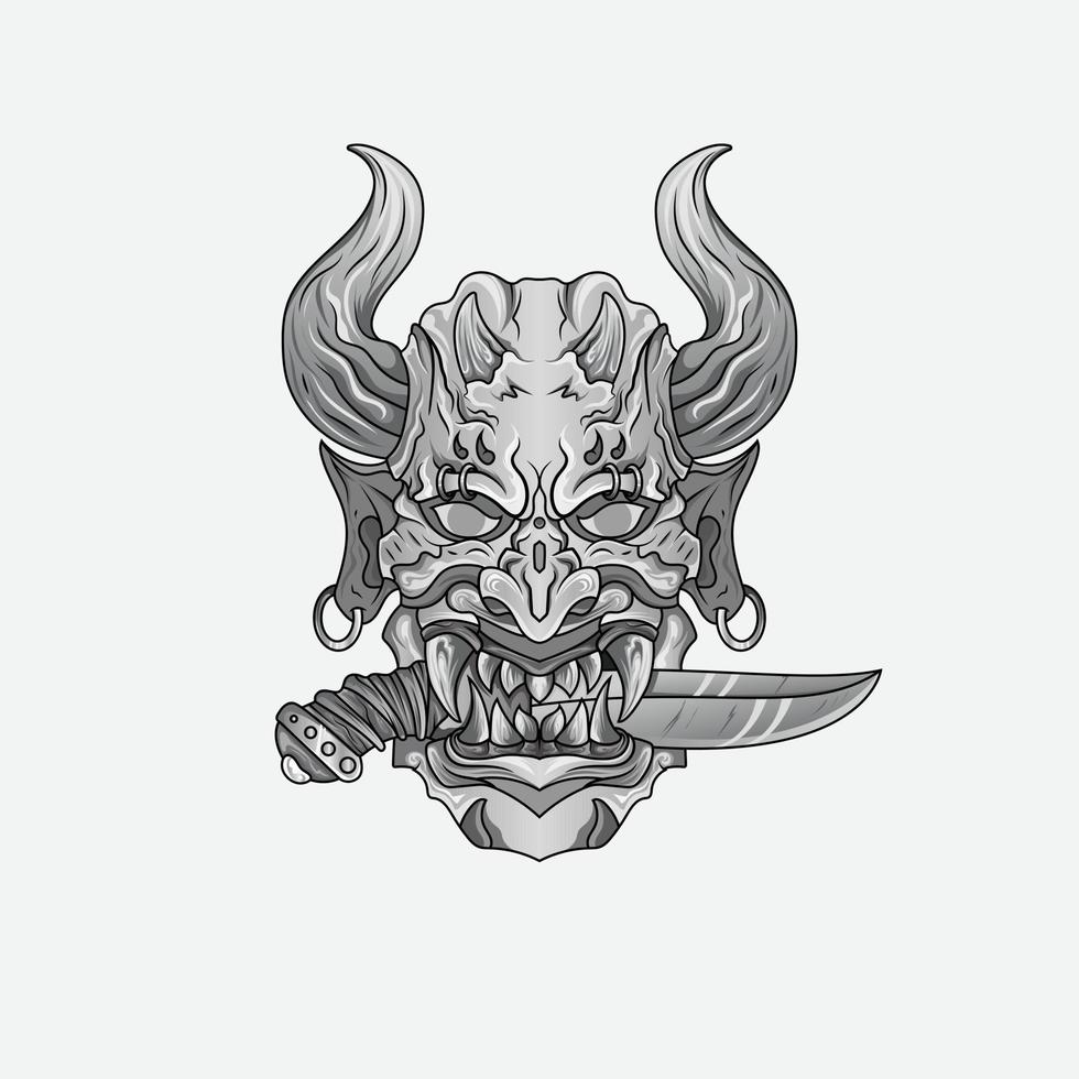 Shinigami mask illustration tattoos Black And White Traditional