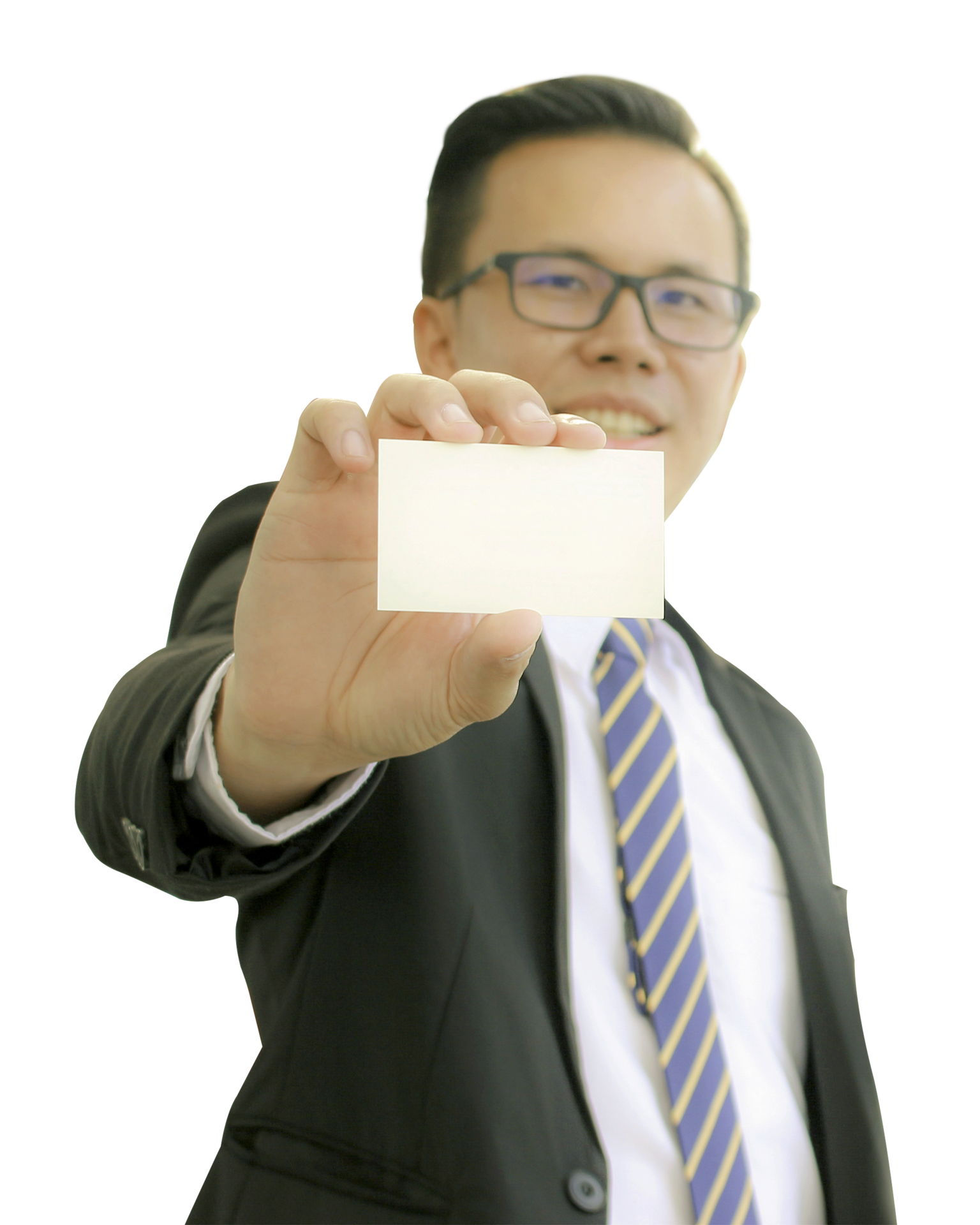 Businessman holding blank business name card 9668373 PNG