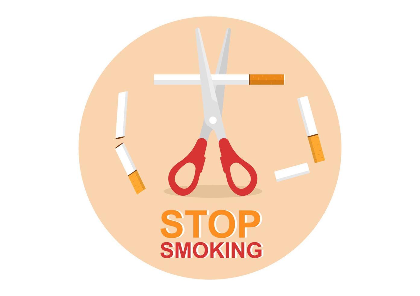 Stop Smoking or No Cigarettes for Fight Against Unhealthy Smoker Habit, Medical and as an Early Warning in Flat Cartoon Illustration vector