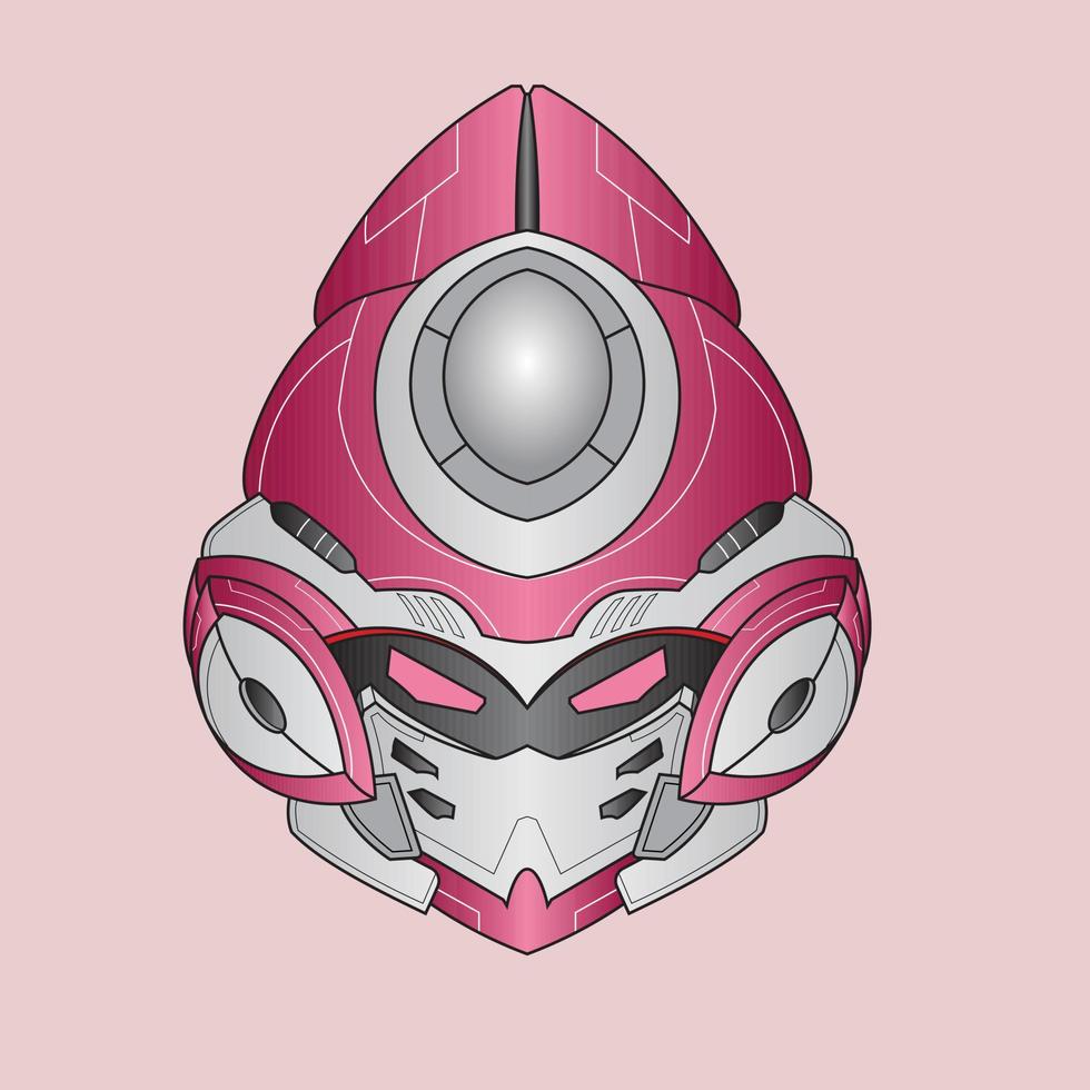 futuristic Head mecha Robot warrior for T-Shirt Design, Sticker, Poster, Merchandise and E-sport logo vector