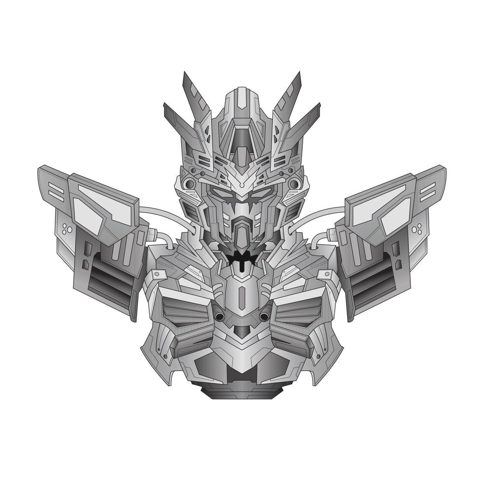 Coloring page Robot knight warrior in background, Perfect for book and tattoos vector