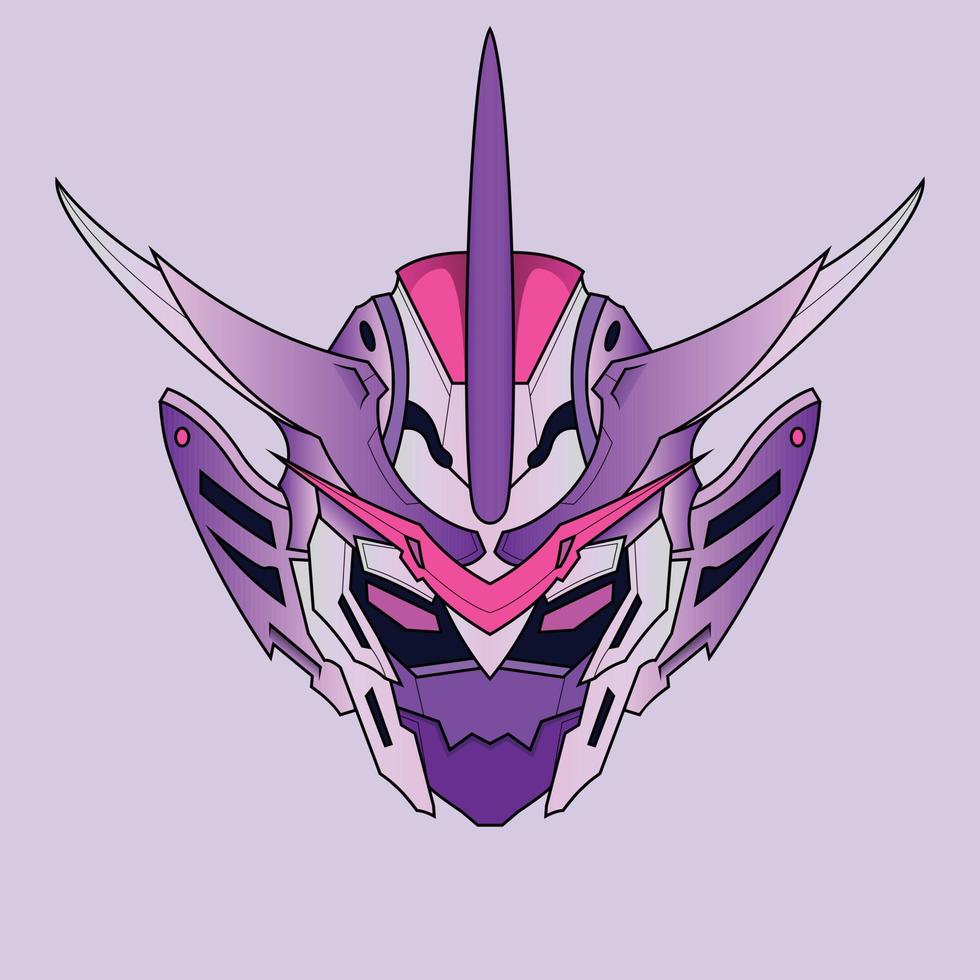 futuristic Head mecha Robot warrior for T-Shirt Design, Sticker, Poster, Merchandise and E-sport logo vector