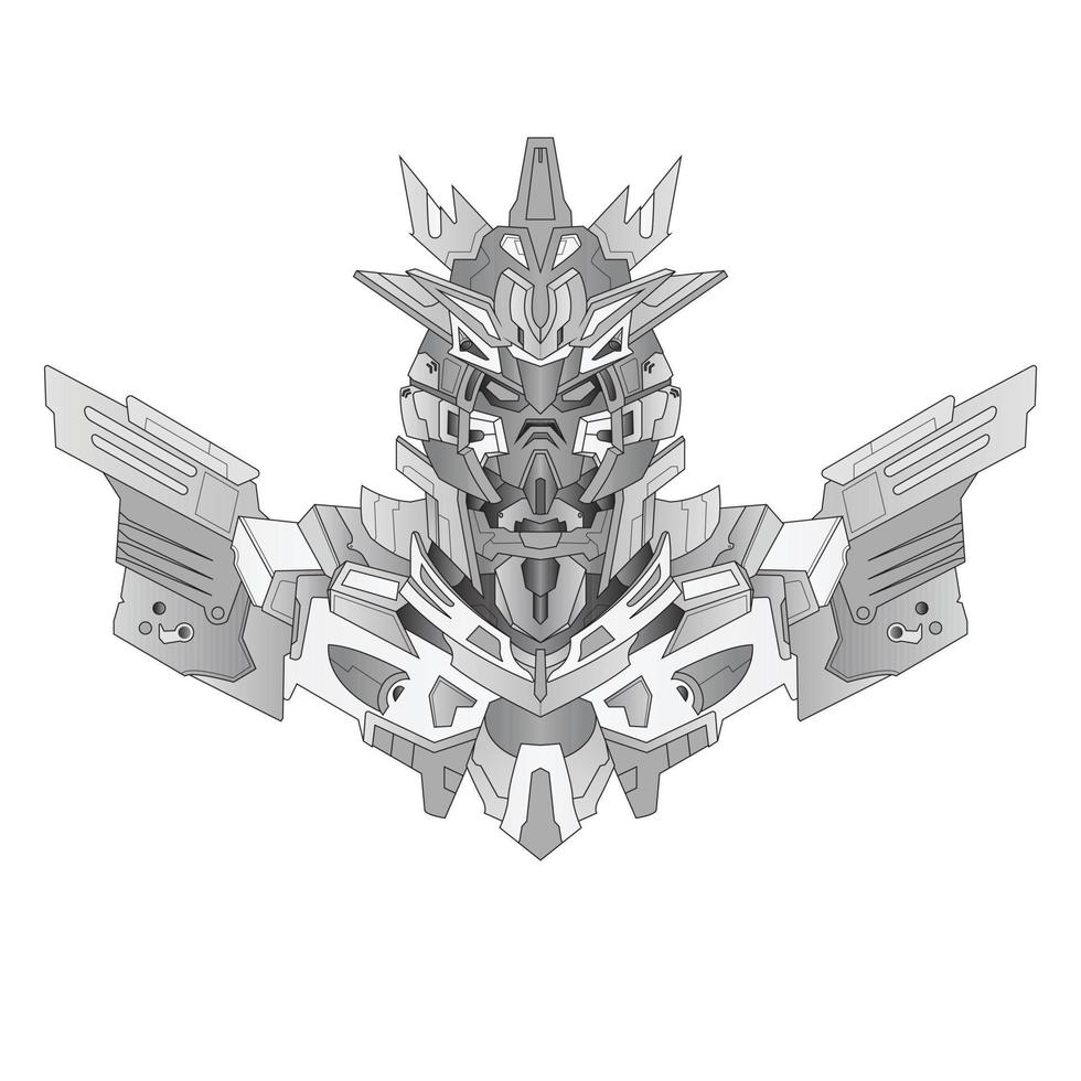 Coloring page Robot knight warrior in background, Perfect for book and tattoos vector