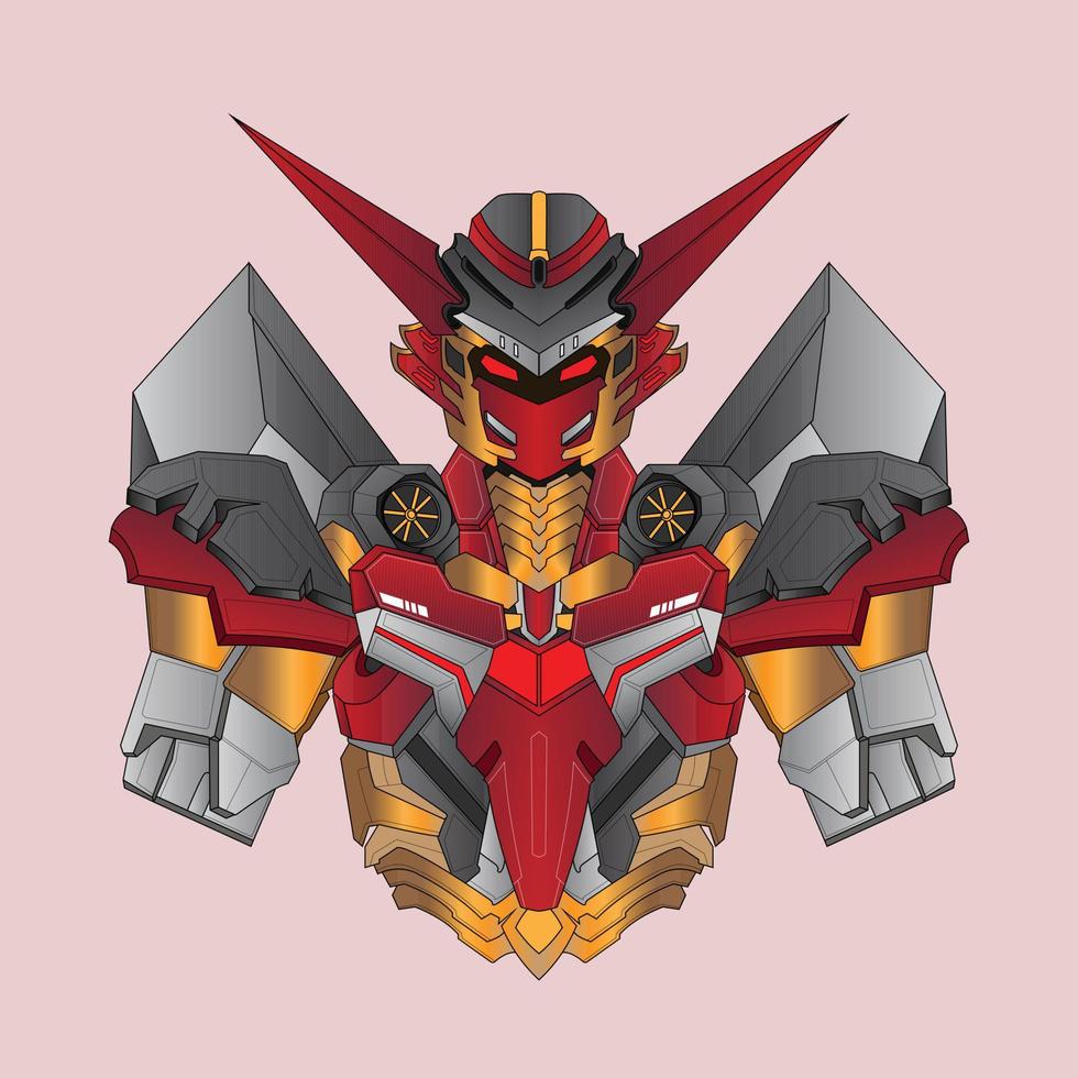 Robot knight American warrior in background, Perfect for T-Shirt Design, Sticker, Poster, Merchandise and E-sport logo vector