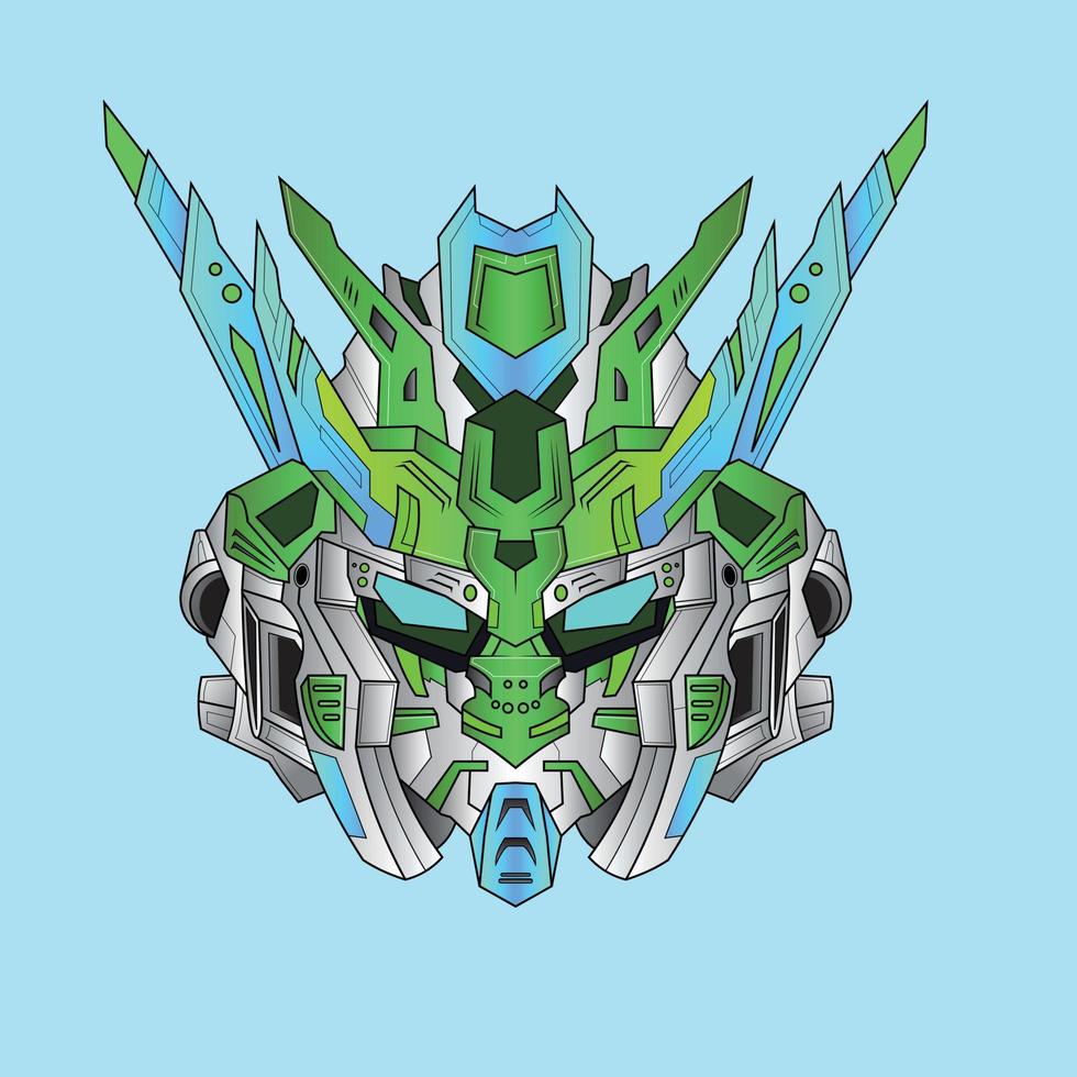 futuristic Head mecha Robot warrior for T-Shirt Design, Sticker, Poster, Merchandise and E-sport logo vector